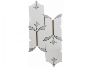 Nytt design Marmor Waterjet Mosaikk Innlegg Messing Flis For Baderomsvegg